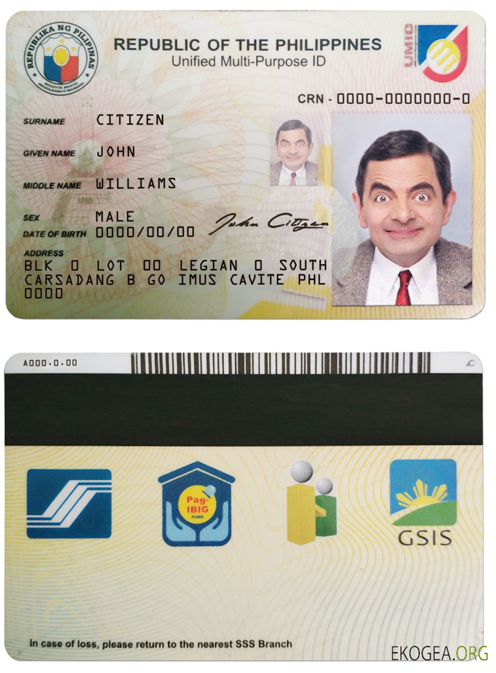 Carte d'identité des Philippines template Carte d'identité des Philippines template